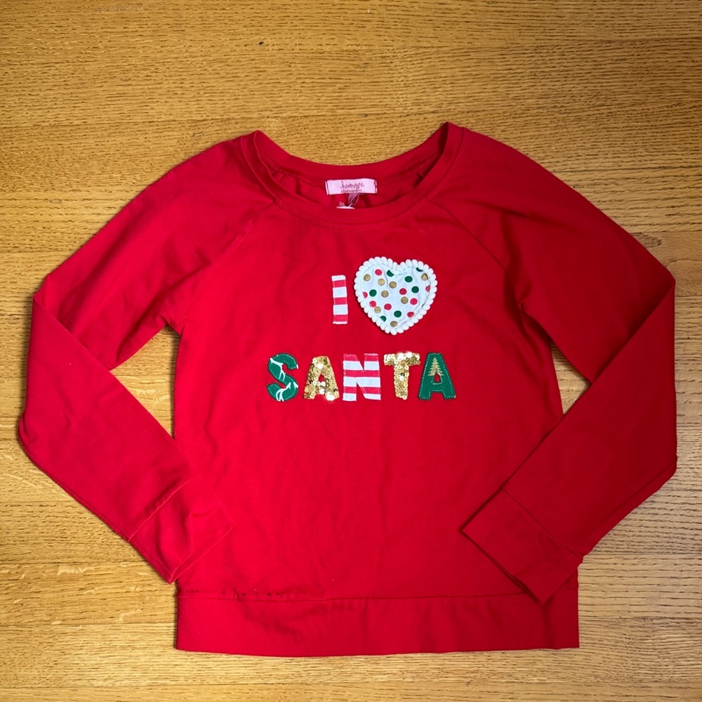 Festive Red Long Sleeve Kids Tee - I Love Santa
